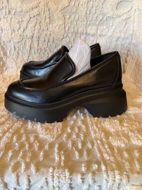 Michael Kors Black Leather Platform Loafers #604